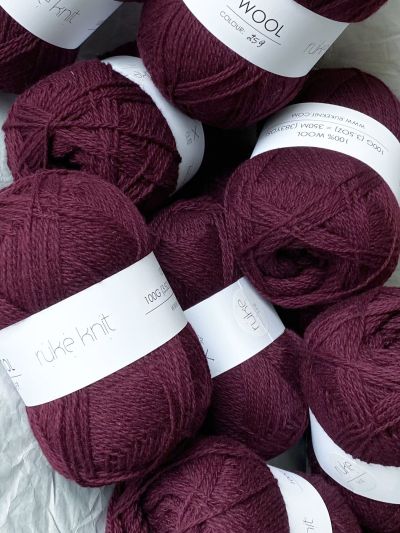 Ruke knit Wool yarn - Plum (259), 100g